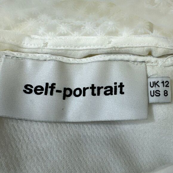 Self-Portrait Floral Frill Mini Dress White Sz 8 Romantic Feminine - Picture 12 of 15